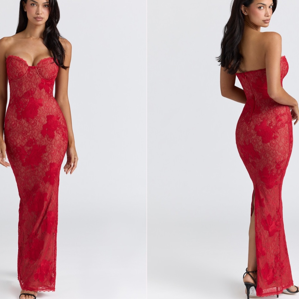 SOLD House of CB Lucienne Red Lace Embroidered Maxi Dress - Limited Edition - Picture 7 of 13